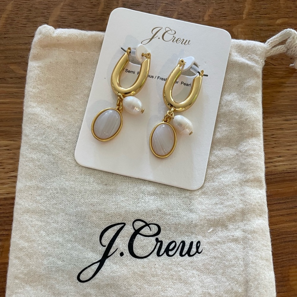 NWT Jcrew agate and freshwater pearl earrings